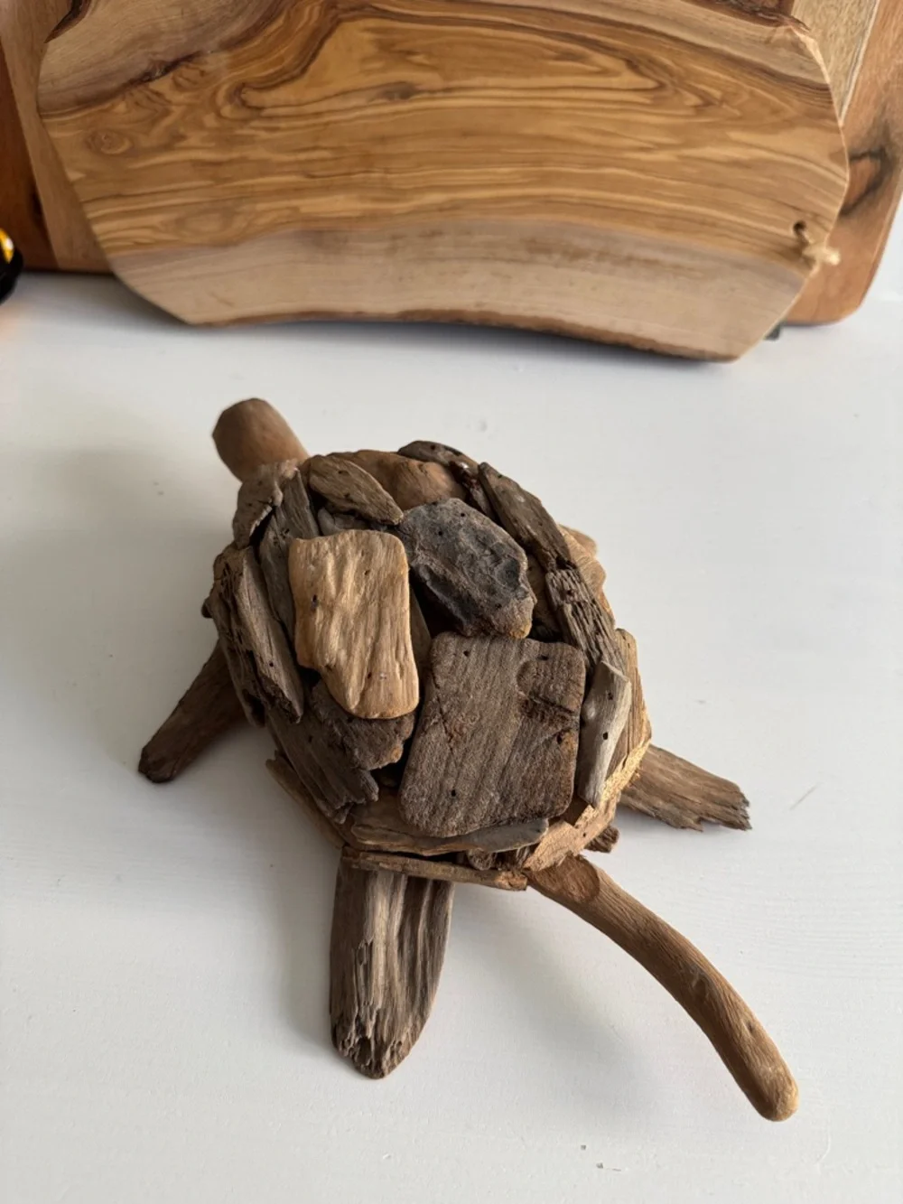 Handcrafted Driftwood Turtle Sculpture Wall Art Natural Brown